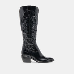 MIRLA EXTRA WIDE CALF BOOTS BLACK LEATHER
