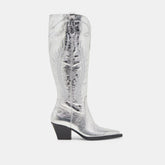 RYATT EXTRA WIDE CALF BOOTS SILVER DISTRESSED LEATHER