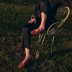 BAYLEE GROMMET BALLET FLATS OXBLOOD PERFORATED SUEDE