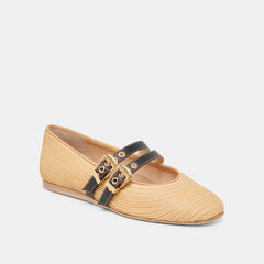 BAYLEE WIDE BALLET FLATS NATURAL RAFFIA
