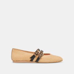 BAYLEE WIDE BALLET FLATS NATURAL RAFFIA