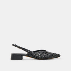 BIRDIE FLATS BLACK WOVEN LEATHER
