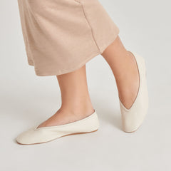 BRAIDY BALLET FLATS IVORY LEATHER