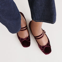 GIBSEN BALLET FLATS BURGUNDY VELVET
