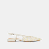 PAMIE FLORAL FLATS WHITE YELLOW FLORAL MESH