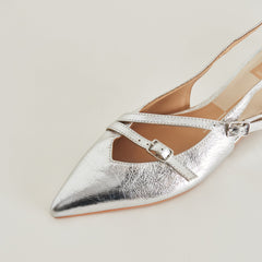 PAMLA FLATS SILVER CRINKLE PATENT