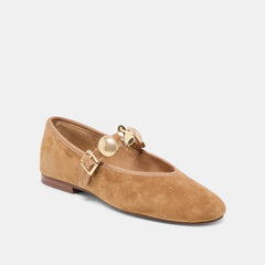 RELAN BALLET FLATS LT BROWN SUEDE