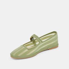 TAMEKA BALLET FLATS JADE STRIPE MESH