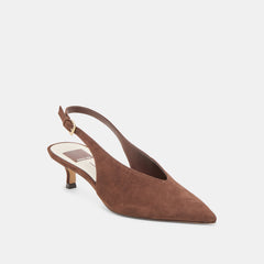 ALENNA HEELS DK BROWN SUEDE
