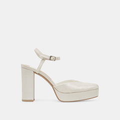 CLAUD HEELS WHITE SATIN