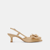 ODELA BOW HEELS NATURAL WOVEN RAFFIA