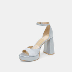 PANDRO HEELS LIGHT BLUE SATIN