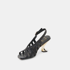 SICILY HEELS BLACK WOVEN LEATHER