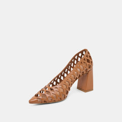 TANYA HEELS COGNAC WOVEN LEATHER