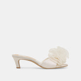 NARITA PEARL HEELS OFF WHITE SATIN