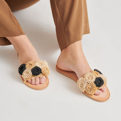 DANELA SANDALS BLACK NATURAL RAFFIA