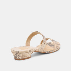KAMILE SANDALS NATURAL SNAKE EMBOSSED LEATHER