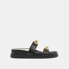 SATINE SANDALS BLACK LEATHER