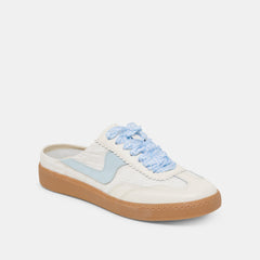 NOTICE SLIDE SNEAKERS WHITE BLUE EYELET