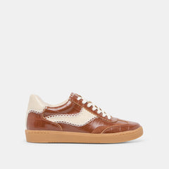 NOTICE STITCH SNEAKERS COGNAC CROCO EMBOSSED LEATHER