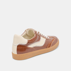 NOTICE STITCH SNEAKERS COGNAC CROCO EMBOSSED LEATHER