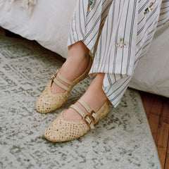 BAYLEE SUNFLOWER BALLET FLATS LT NATURAL MACRAME