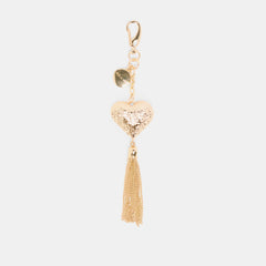HEART TASSEL BAG CHARM GOLD