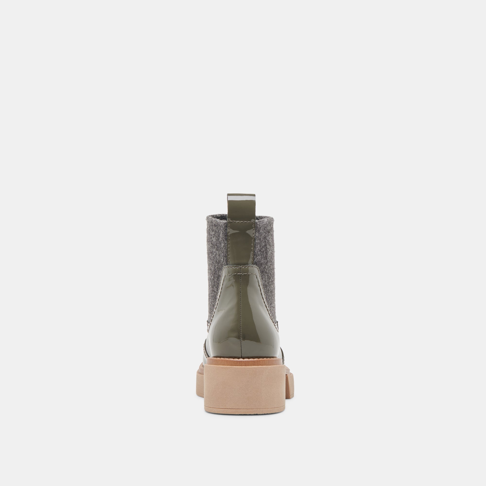 SALINE H2O BOOTIES DARK OLIVE CRINKLE PATENT