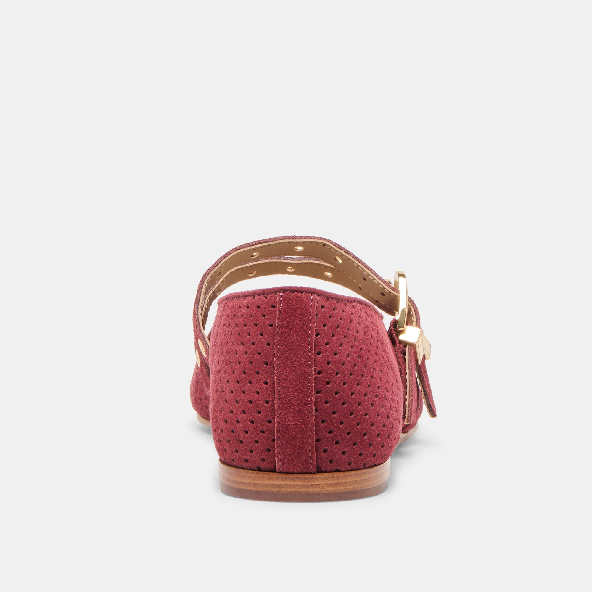 BAYLEE GROMMET BALLET FLATS OXBLOOD PERFORATED SUEDE