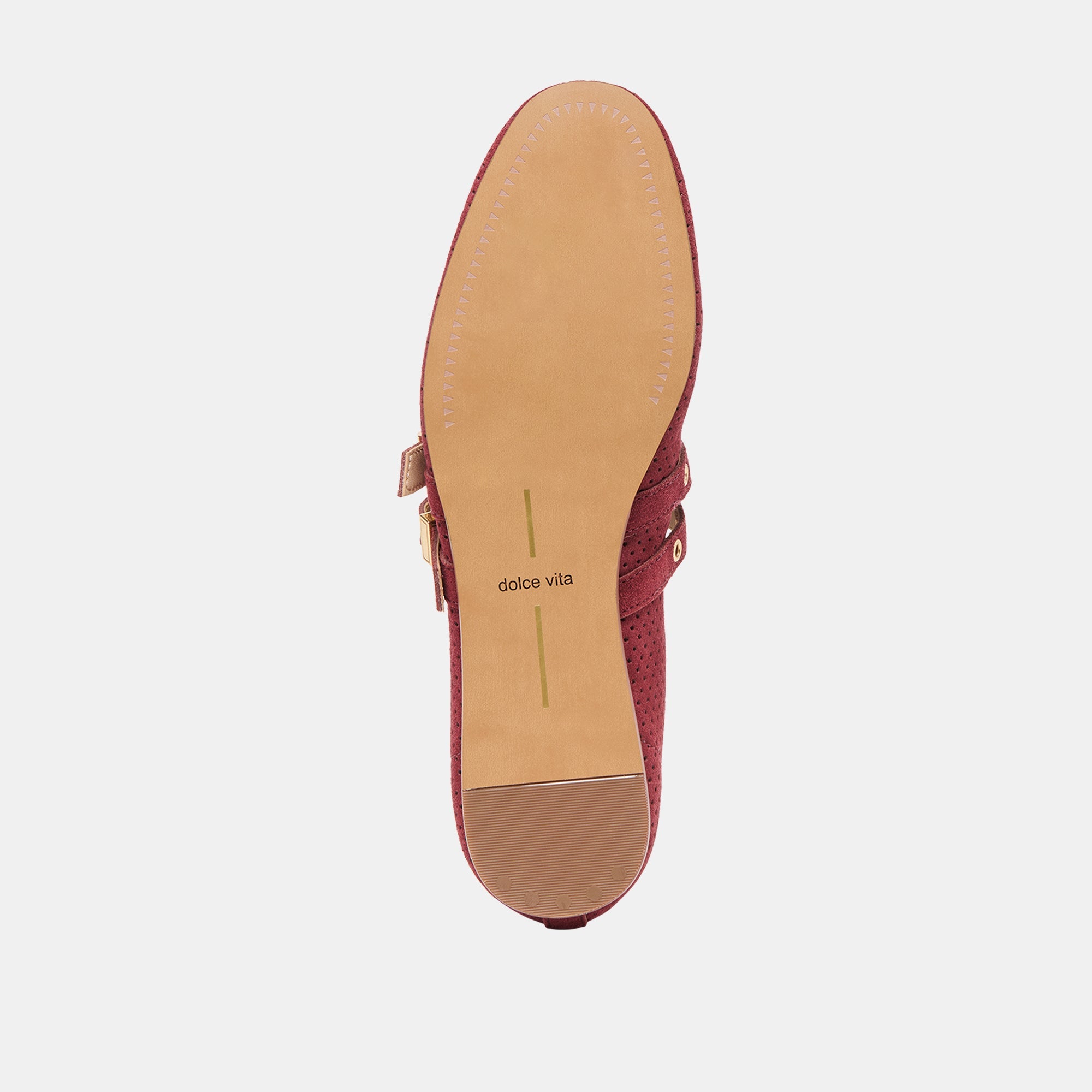 BAYLEE GROMMET BALLET FLATS OXBLOOD PERFORATED SUEDE