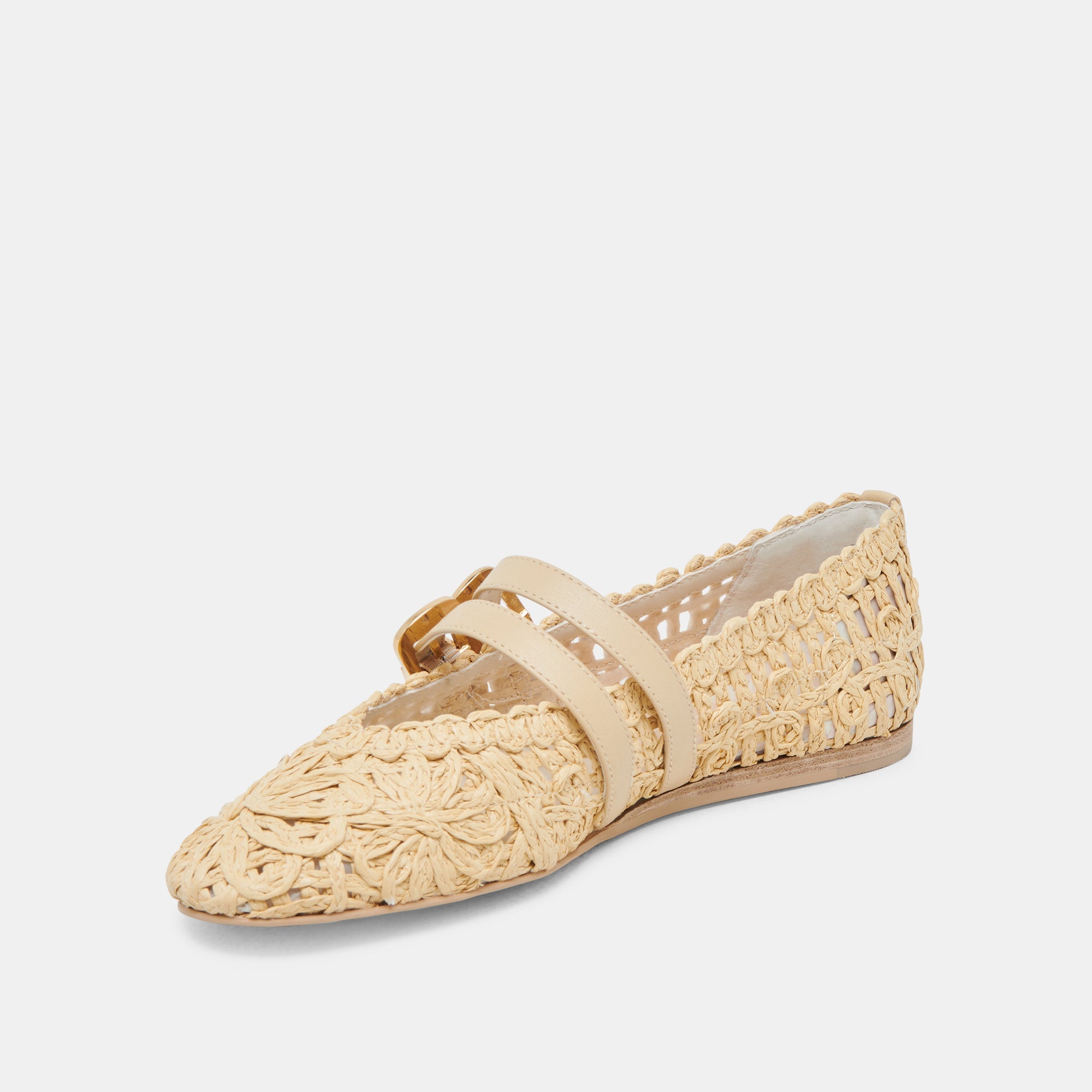 BAYLEE SUNFLOWER WIDE BALLET FLATS LT NATURAL MACRAME