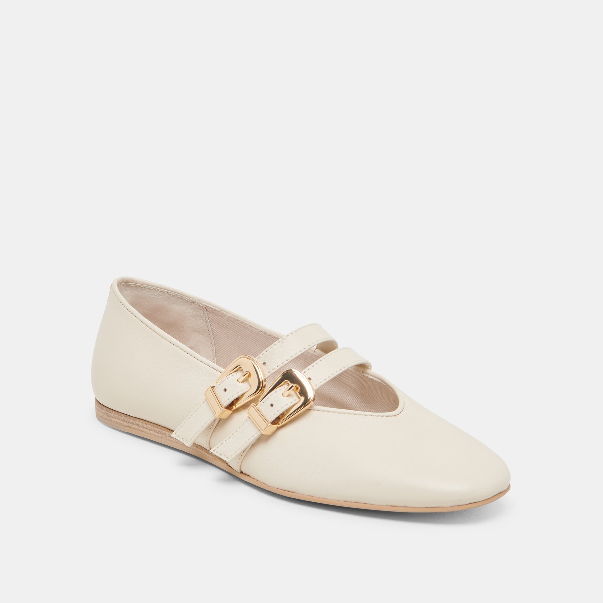 BAYLEE WIDE BALLET FLATS IVORY LEATHER