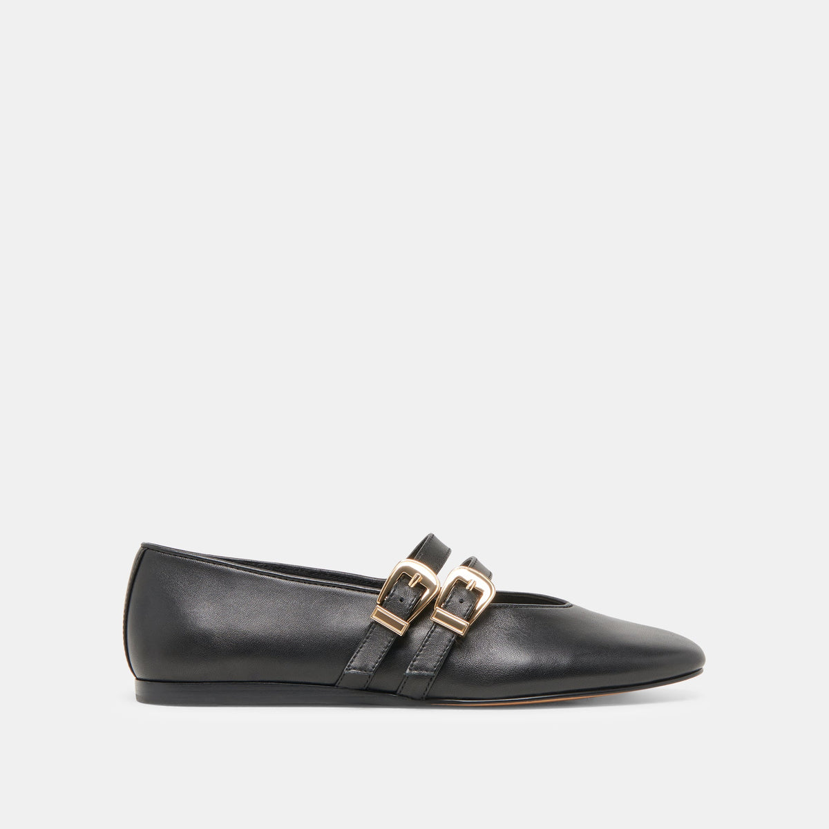 BAYLEE WIDE BALLET FLATS BLACK LEATHER