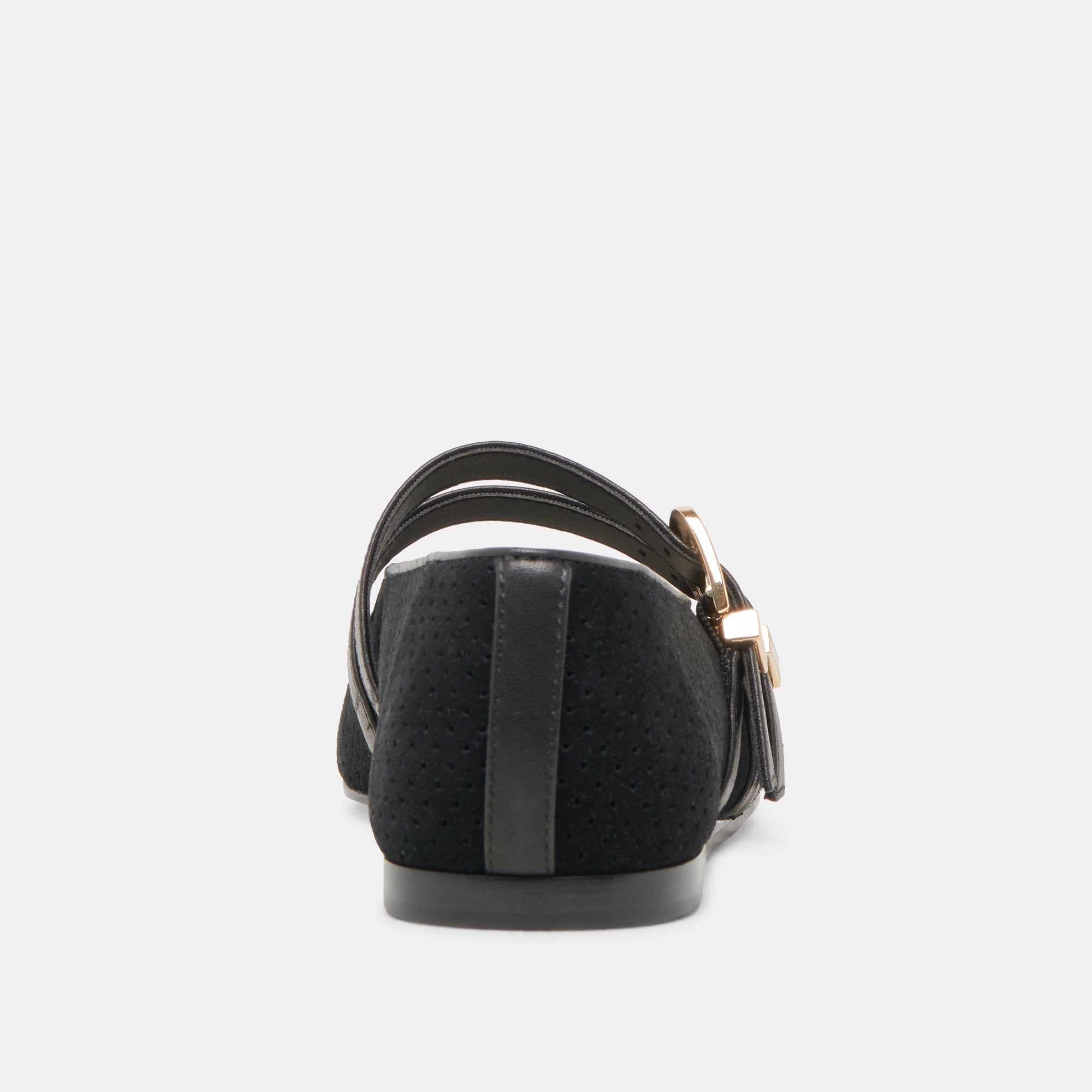 BAYLEE WIDE BALLET FLATS ONYX PERFORATED SUEDE