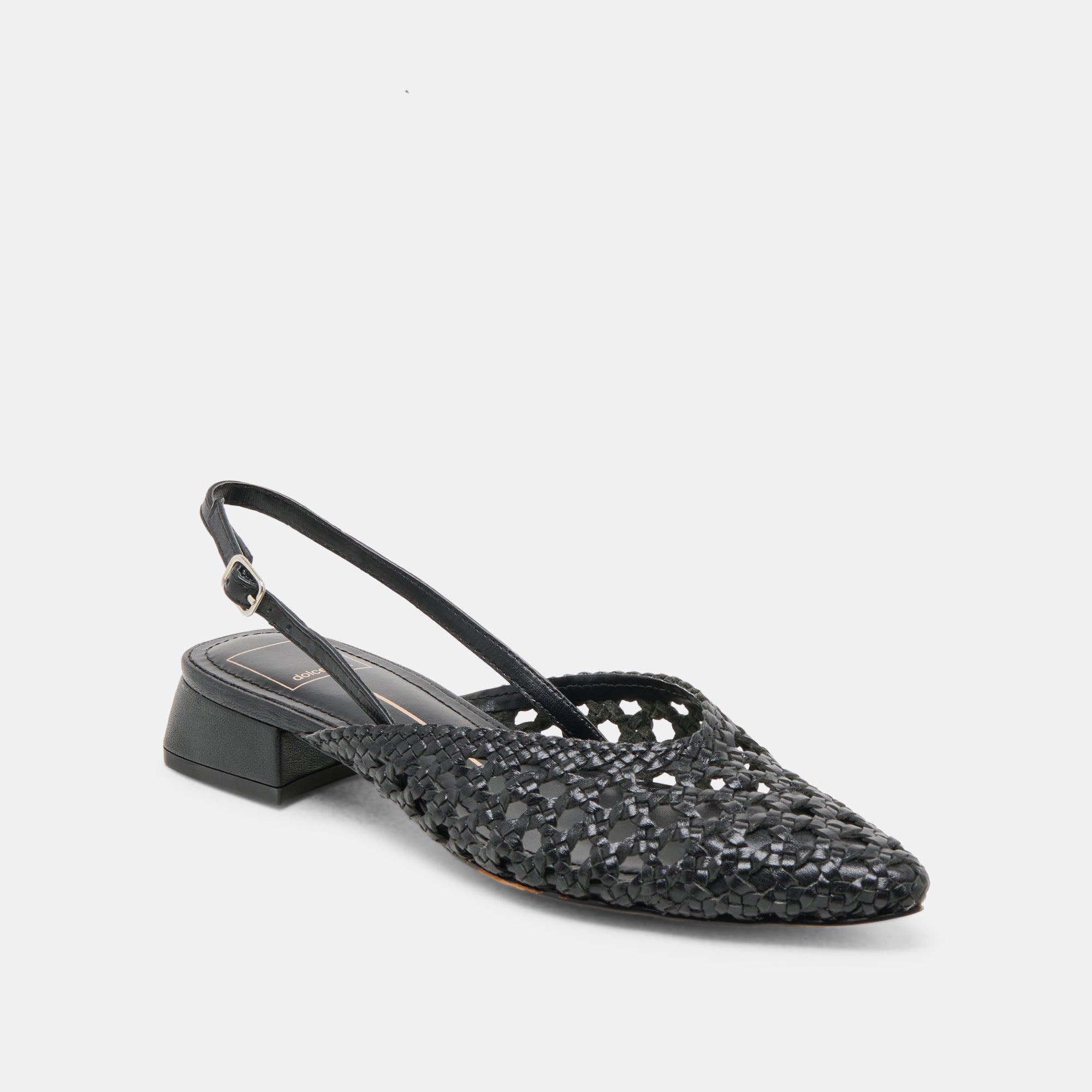 BIRDIE FLATS BLACK WOVEN LEATHER