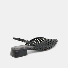BIRDIE FLATS BLACK WOVEN LEATHER