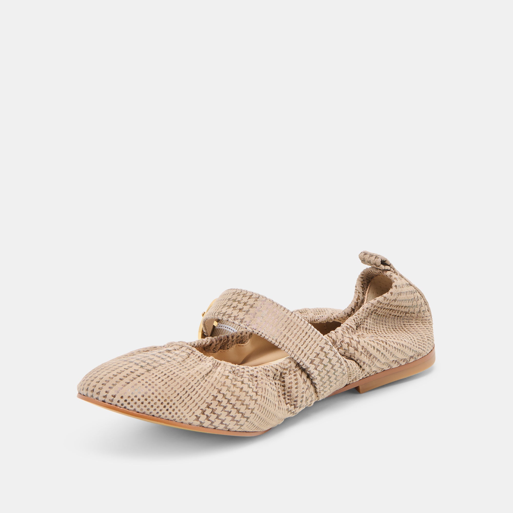 CAELY BALLET FLATS HERRINGBONE PRINTED SUEDE
