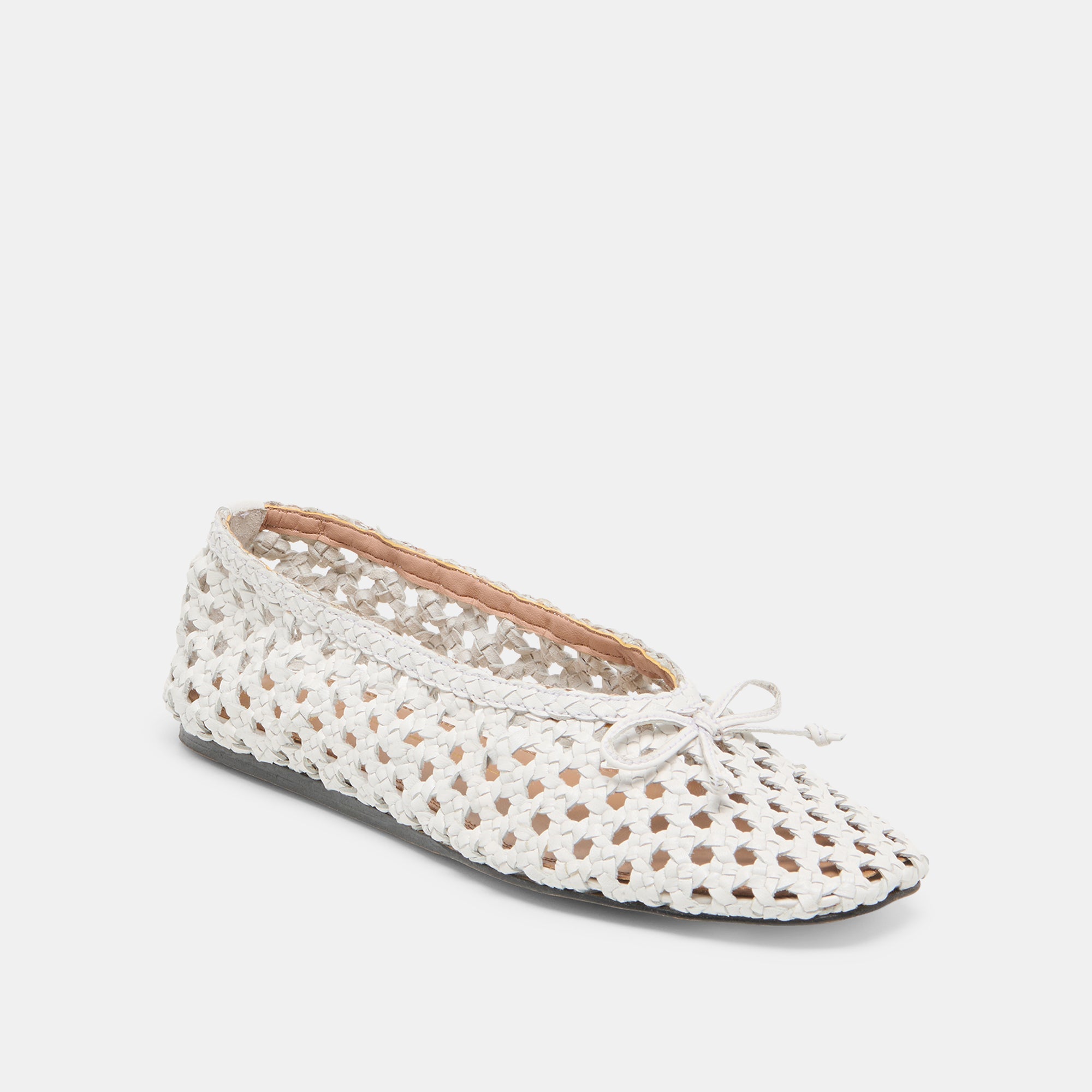 EDDA BALLET FLATS BONE WOVEN LEATHER