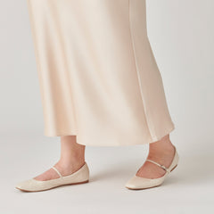 REYES WIDE BALLET FLATS IVORY LEATHER