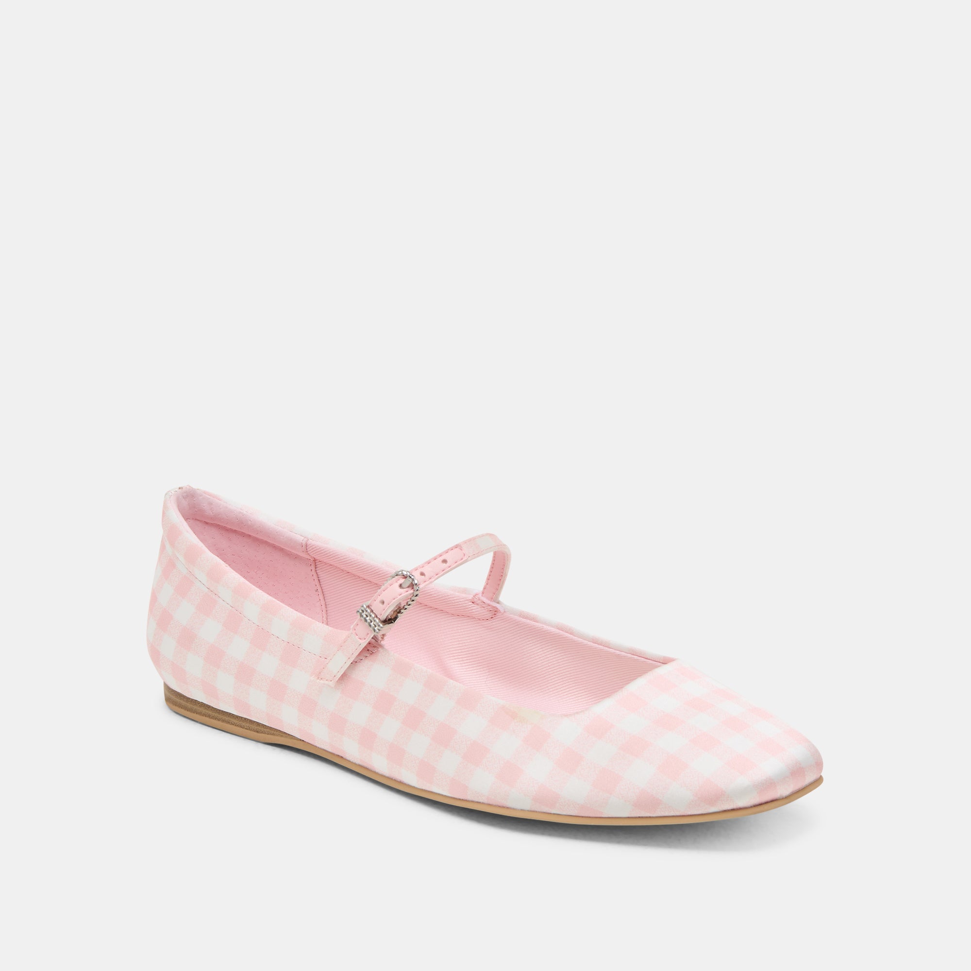REYES X BYRDIE GOLF WIDE BALLET FLATS PINK PLAID GINGHAM