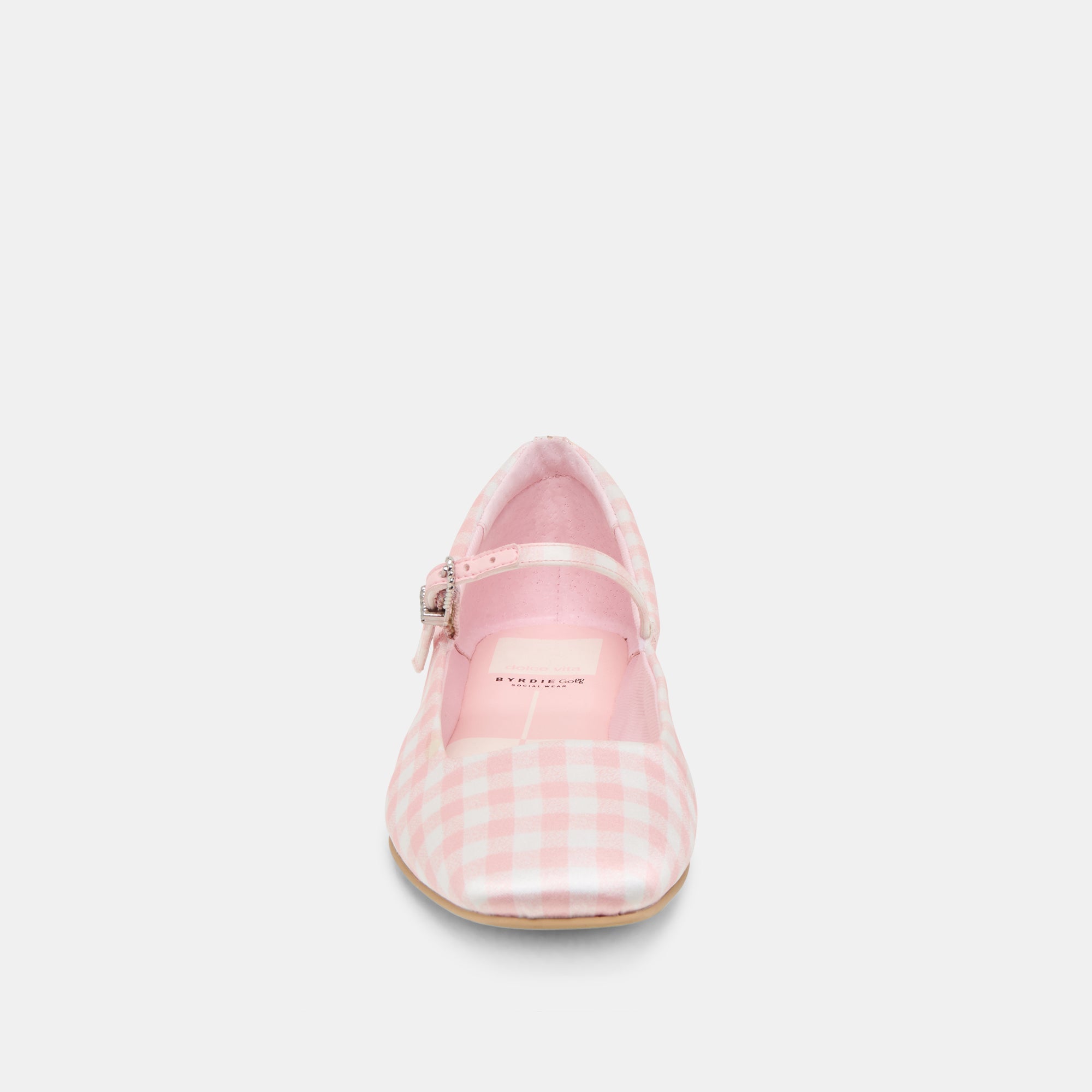 REYES X BYRDIE GOLF WIDE BALLET FLATS PINK PLAID GINGHAM
