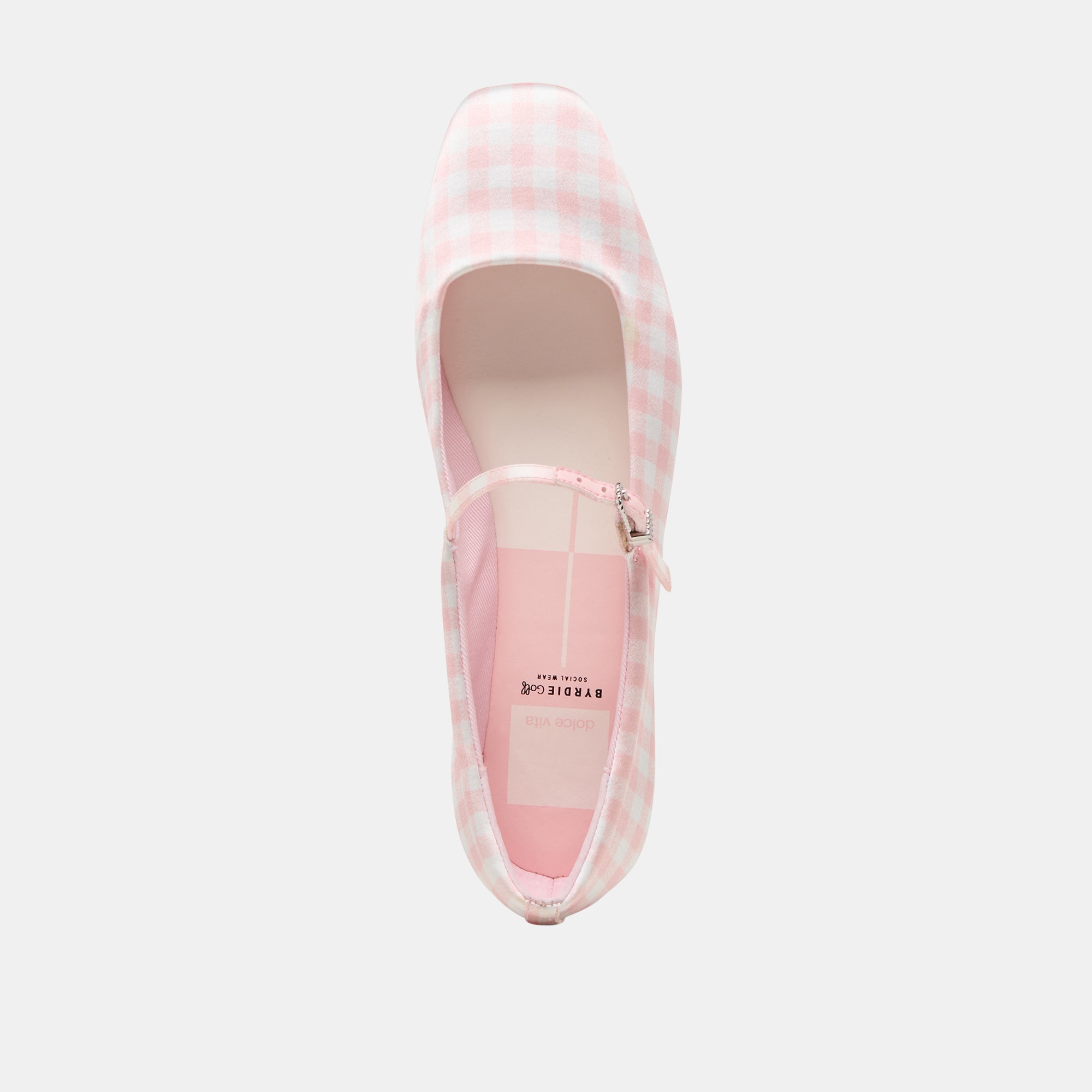 REYES X BYRDIE GOLF WIDE BALLET FLATS PINK PLAID GINGHAM