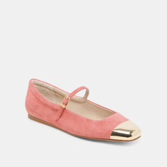 REYES TOE CAP BALLET FLATS CORAL SUEDE