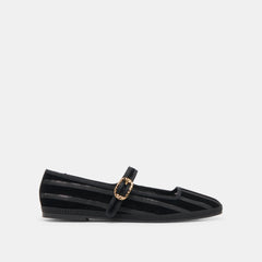 TAMEKA BALLET FLATS BLACK STRIPE MESH