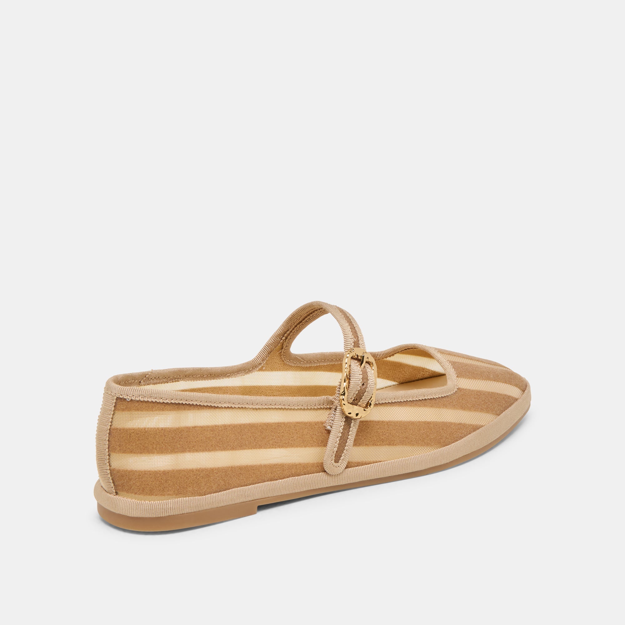 TAMEKA BALLET FLATS TAN STRIPE MESH