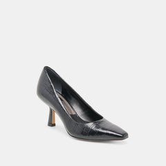 BRIONA HEELS NOIR CROCO EMBOSSED LEATHER