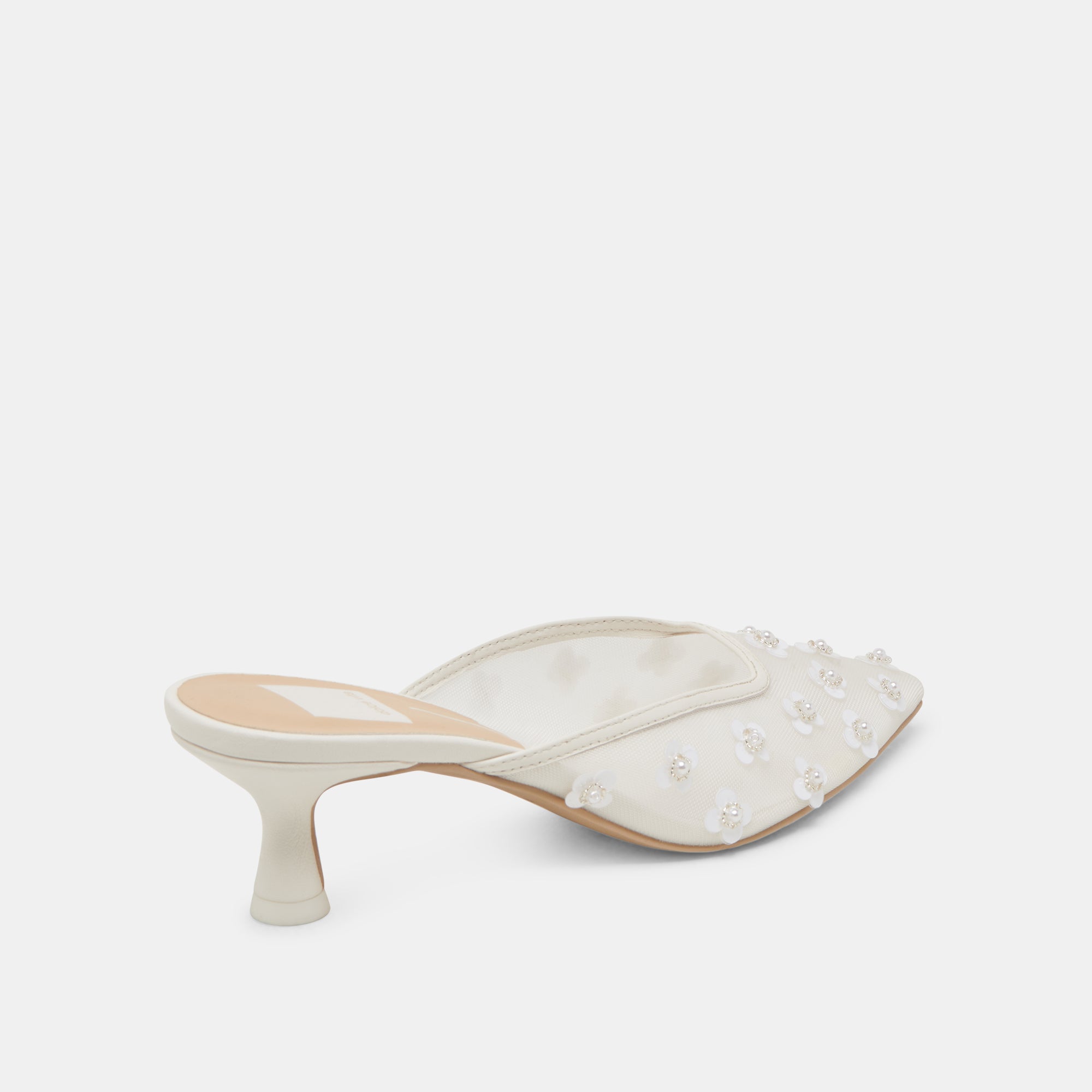 CLARA PEARL HEELS TRUE WHITE DAISY MESH