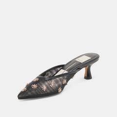 CLARA WIDE HEELS BLACK MESH