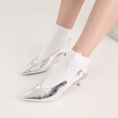 BOW ANKLET SOCKS WHITE