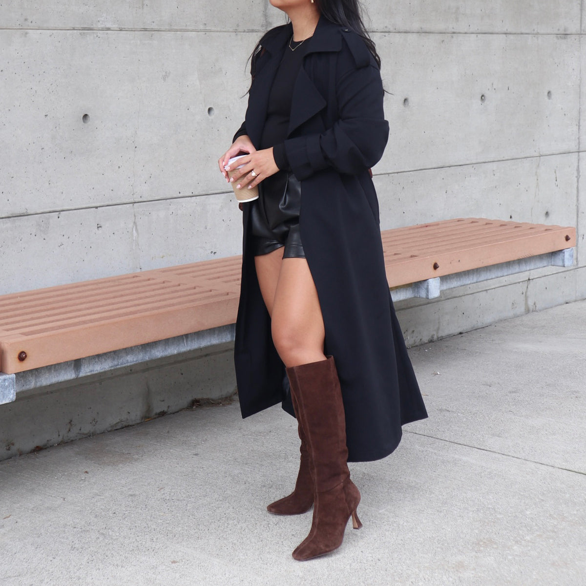 GYRA WIDE CALF BOOTS DK BROWN SUEDE
